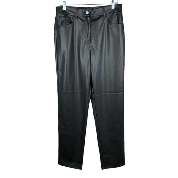 French Connection Pants - New French Connection Etta Faux Leather Pants Vegan Straight High Rise Women’s 8